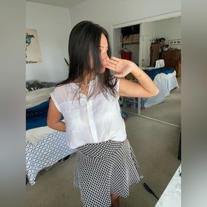 Equipment Silk Mix Detail raw edges sleeves Top